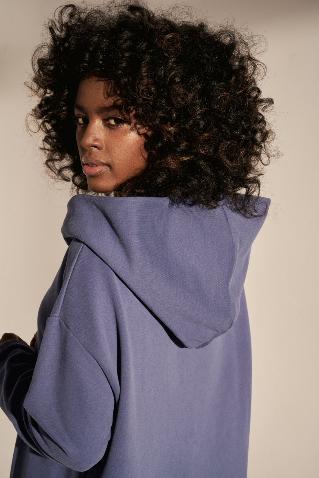 LONG ZIPPERED HOODED SWEATSHIRT OVERSIZE COBALT - IBIZA