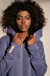 LONG ZIPPERED HOODED SWEATSHIRT OVERSIZE COBALT - IBIZA