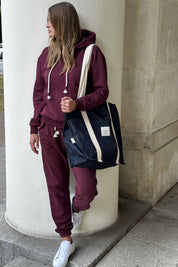 TORBA TYPU SHOPPER  BAG JEANSOWA W KOLORZE GRANATOWO-PIASKOWYM - LIDO