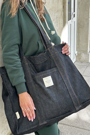 TORBA TYPU SHOPPER  BAG JEANSOWA W KOLORZE GŁĘBOKIEJ CZERNI - LIDO
