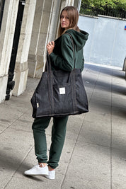 TORBA TYPU SHOPPER  BAG JEANSOWA W KOLORZE GŁĘBOKIEJ CZERNI - LIDO