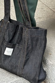 TORBA TYPU SHOPPER  BAG JEANSOWA W KOLORZE GŁĘBOKIEJ CZERNI - LIDO