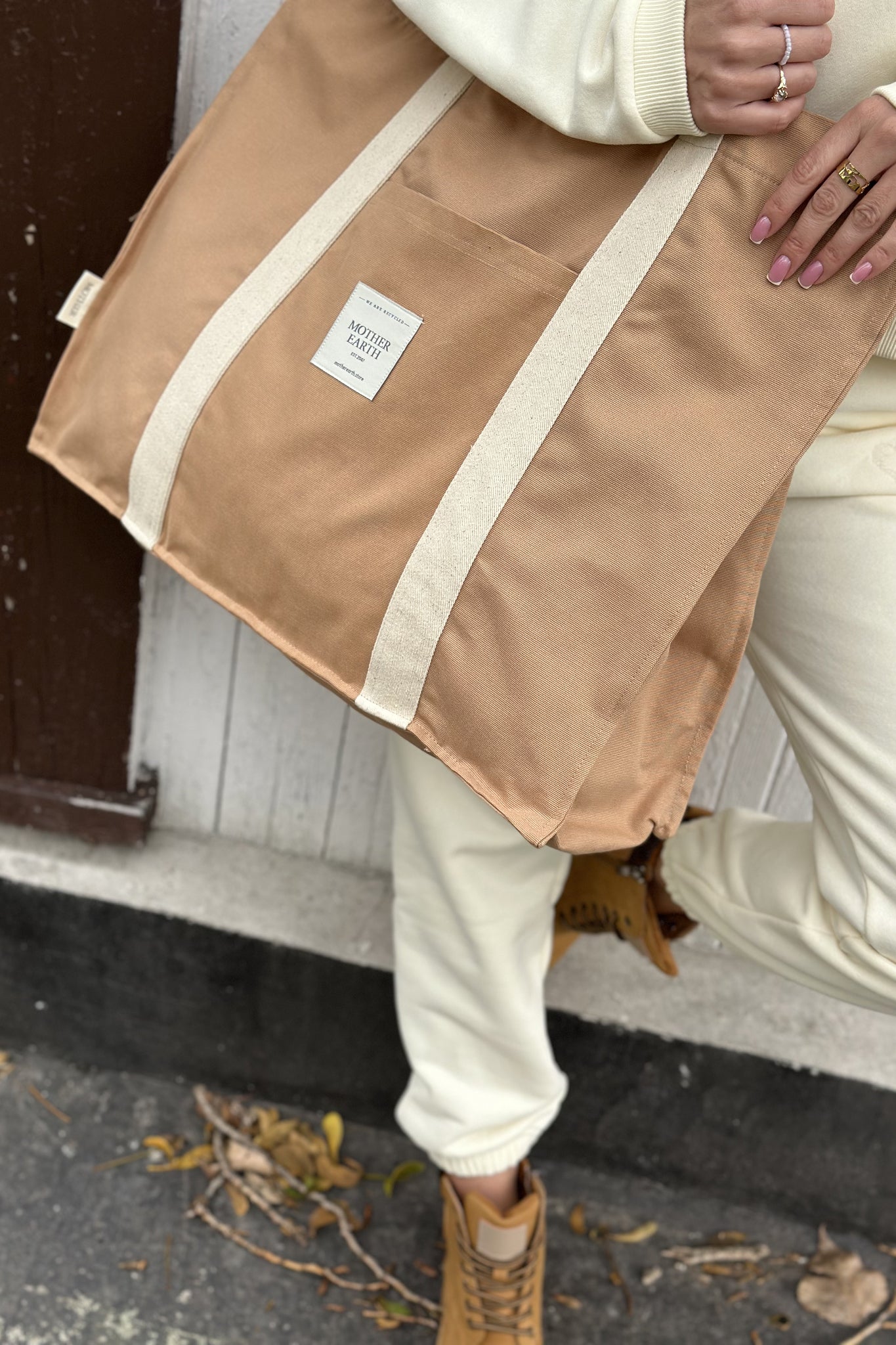 TORBA TYPU SHOPPER  BAG KARMELOWA - LIDO