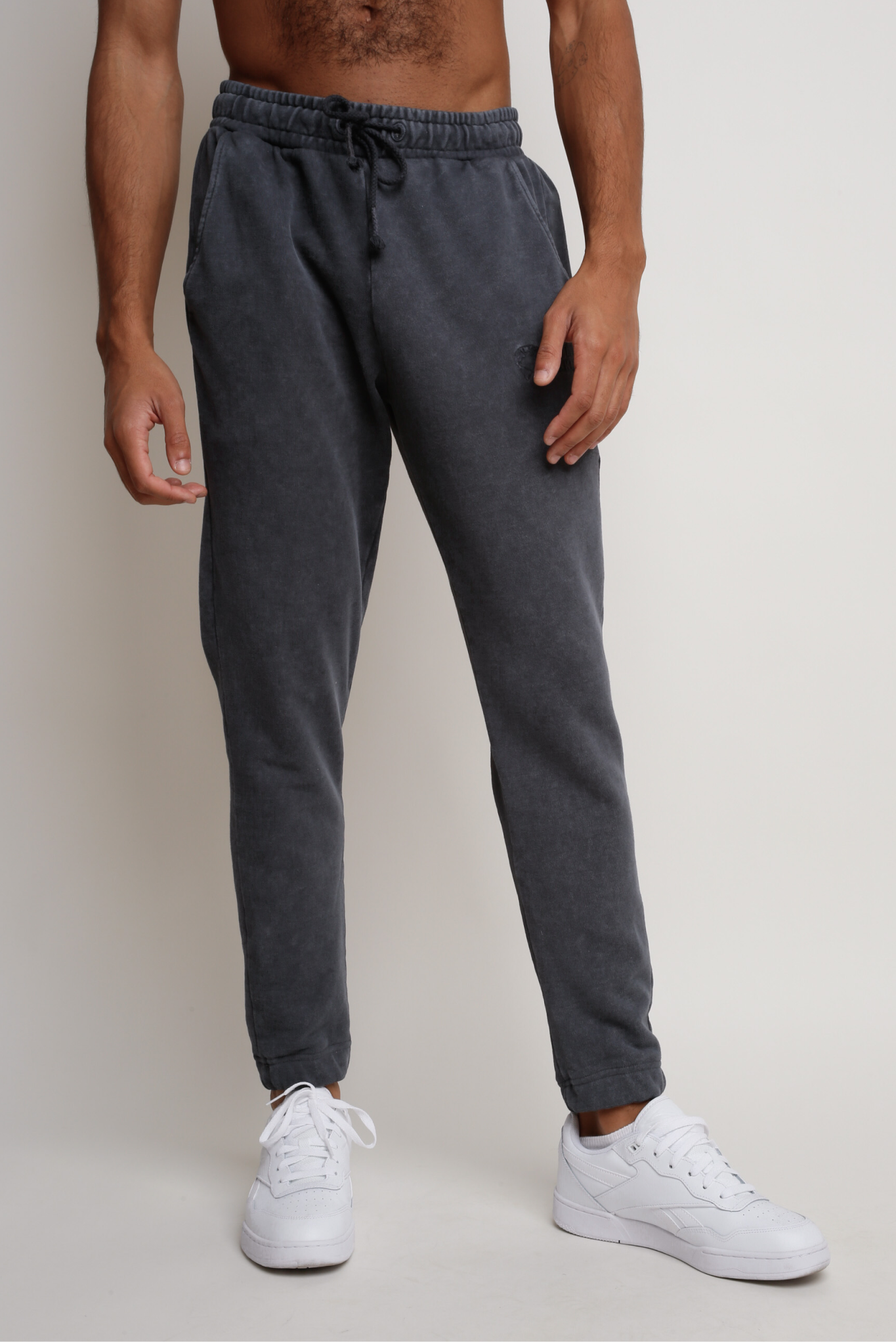 MEN'S WASHED EFFECT BLACK SWEATPANTS - CORADO