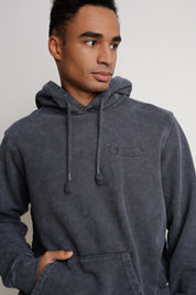 MEN'S HOODED SWEATSHIRT WITH WASHED EFFECT BLACK - ASTON