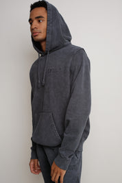 MEN'S HOODED SWEATSHIRT WITH WASHED EFFECT BLACK - ASTON