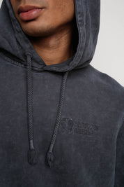 MEN'S HOODED SWEATSHIRT WITH WASHED EFFECT BLACK - ASTON