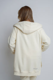 OVERSIZE ECRU HOODED SWEATSHIRT - ESMERALDA