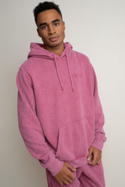 MEN'S HOODED SWEATSHIRT WITH WASHED EFFECT PINK - ASTON