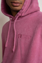 MEN'S HOODED SWEATSHIRT WITH WASHED EFFECT PINK - ASTON