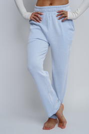 STRAIGHT FIT BLUE STRIPED TROUSERS - DENIZ