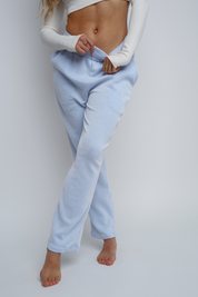 STRAIGHT FIT BLUE STRIPED TROUSERS - DENIZ