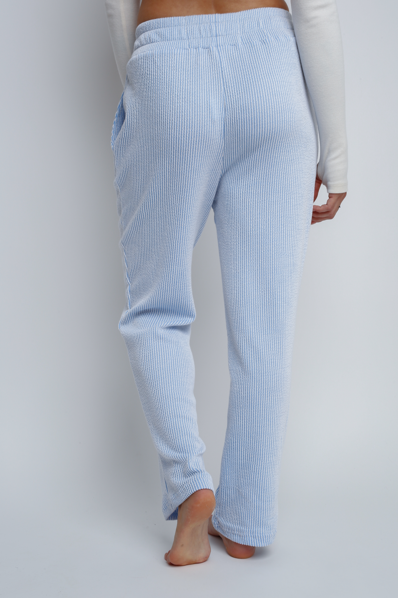 STRAIGHT FIT BLUE STRIPED TROUSERS - DENIZ