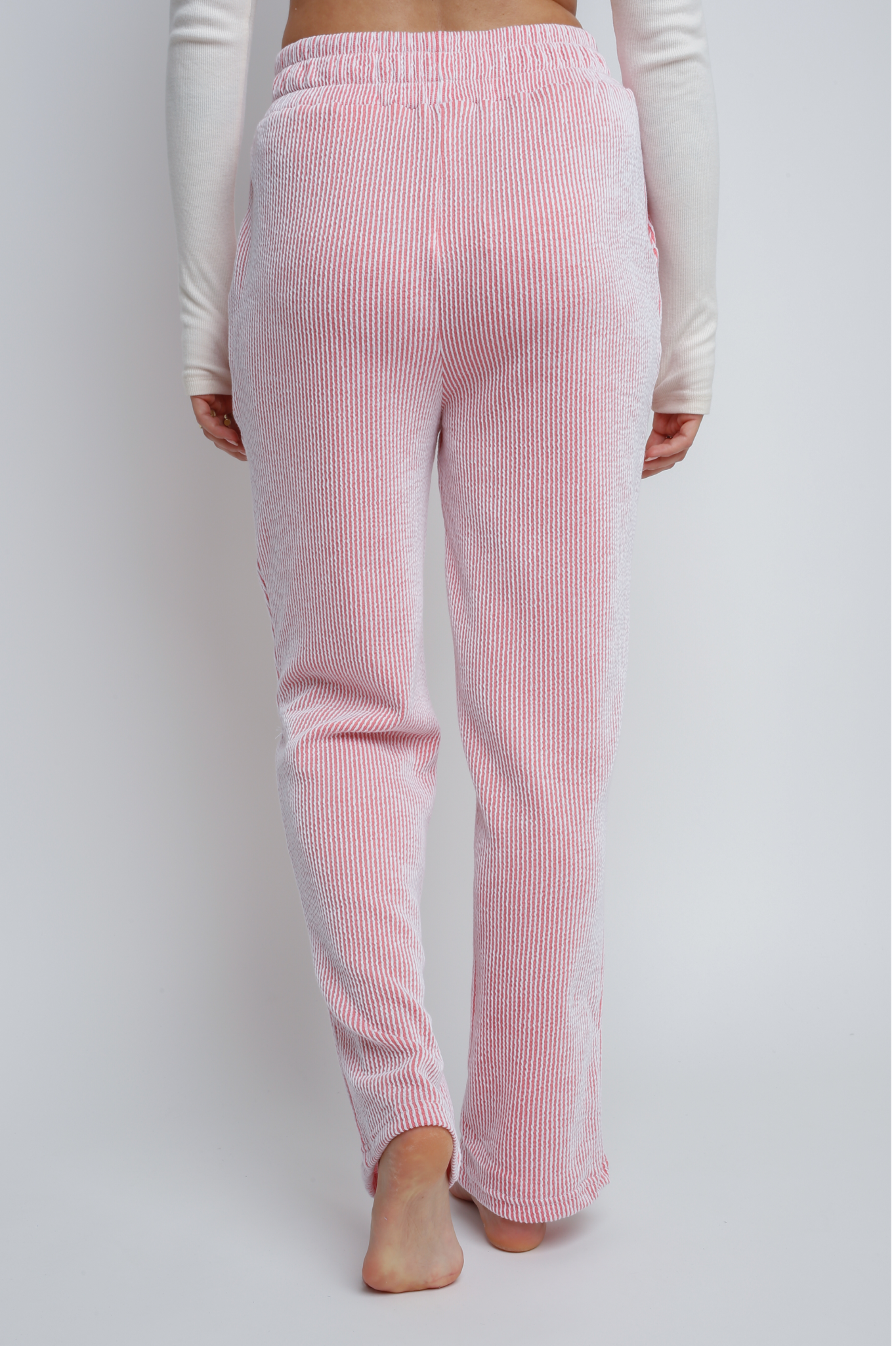 PINK STRIPED STRAIGHT CUT TROUSERS - DENIZ