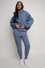 OVERSIZE BLUE HOODED SWEATSHIRT - MAUPITI