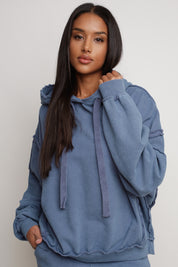 OVERSIZE BLUE HOODED SWEATSHIRT - MAUPITI