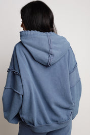 OVERSIZE BLUE HOODED SWEATSHIRT - MAUPITI