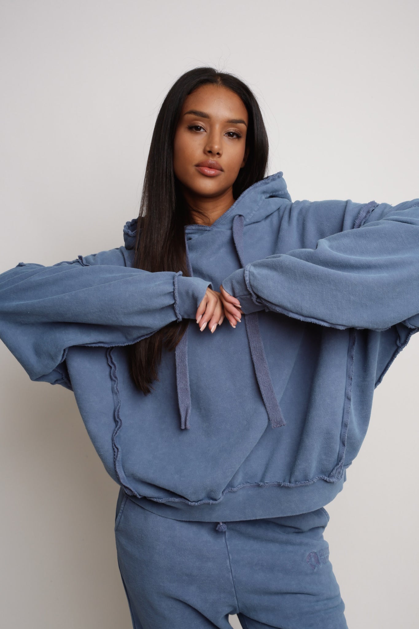 OVERSIZE BLUE HOODED SWEATSHIRT - MAUPITI