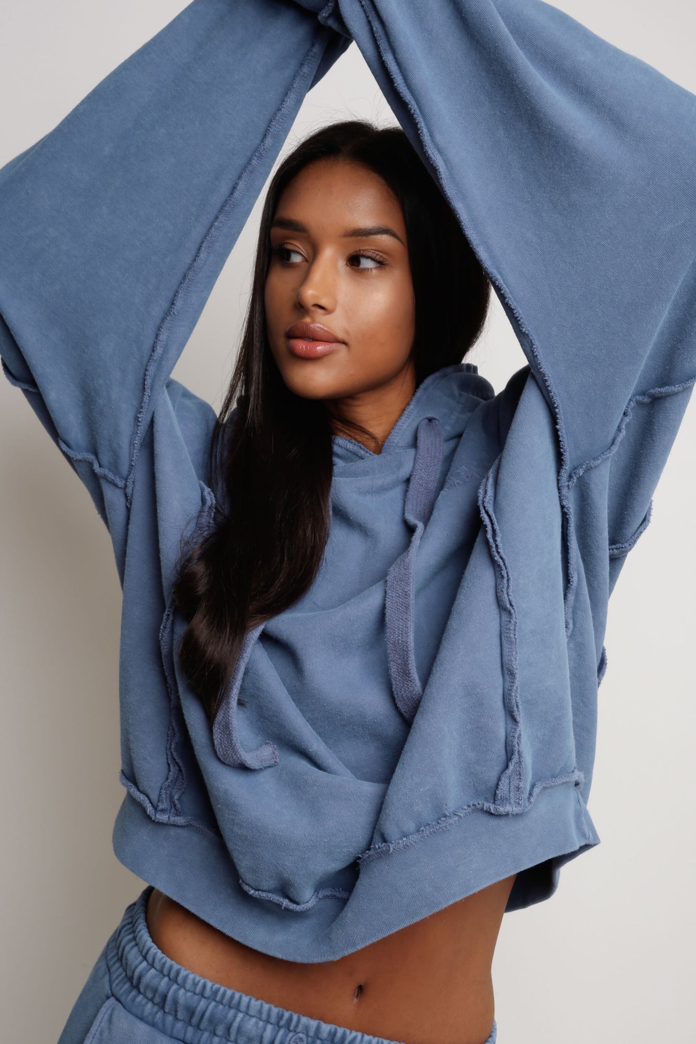 OVERSIZE BLUE HOODED SWEATSHIRT - MAUPITI