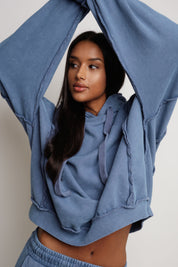 OVERSIZE BLUE HOODED SWEATSHIRT - MAUPITI