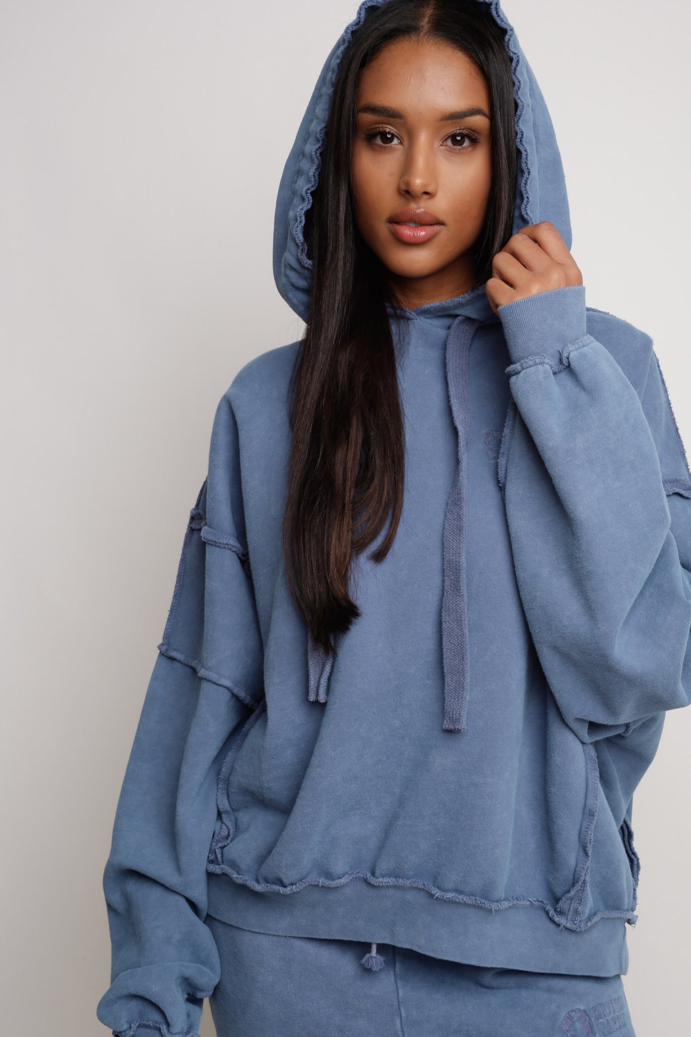 OVERSIZE BLUE HOODED SWEATSHIRT - MAUPITI