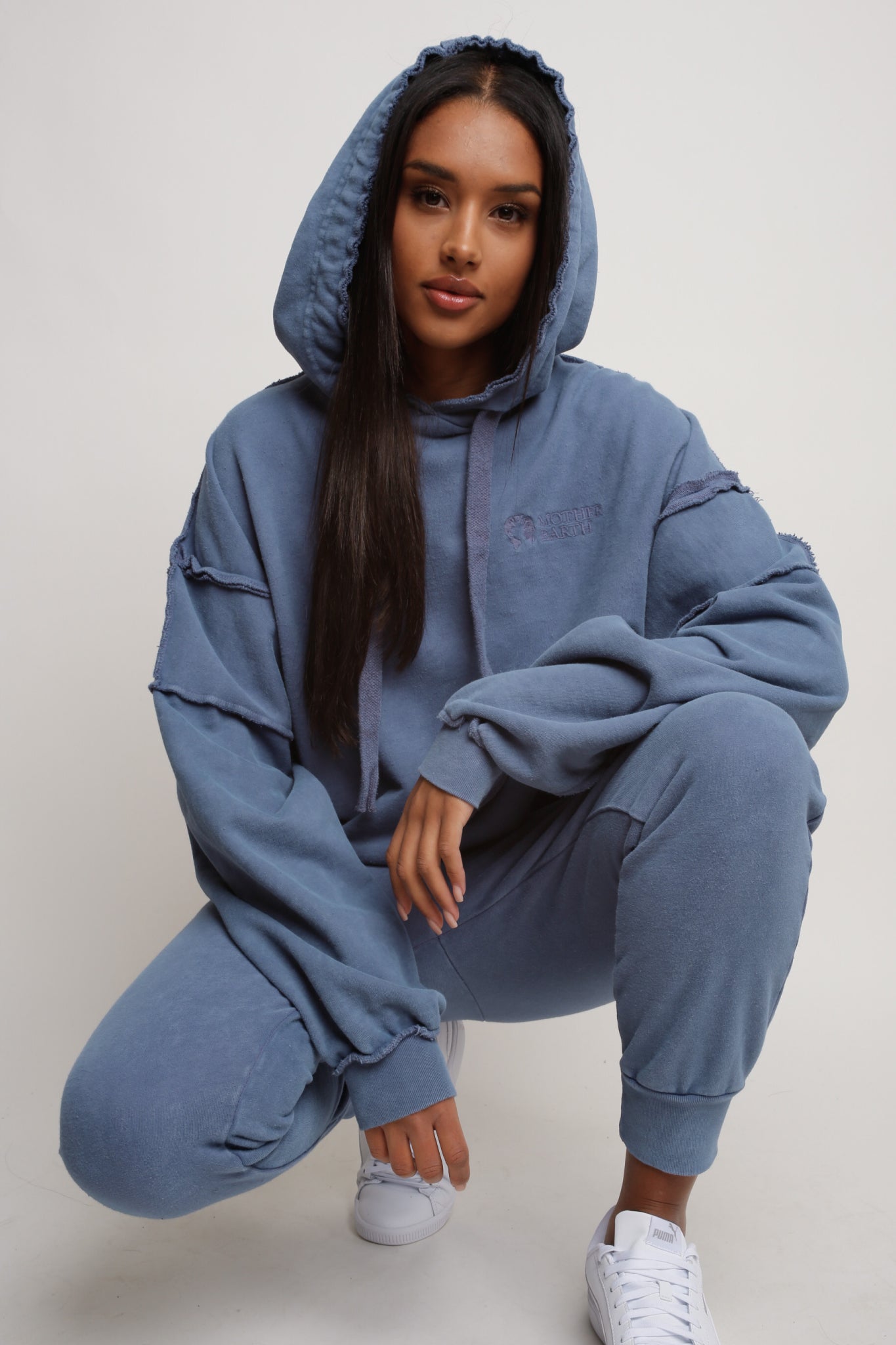 OVERSIZE BLUE HOODED SWEATSHIRT - MAUPITI