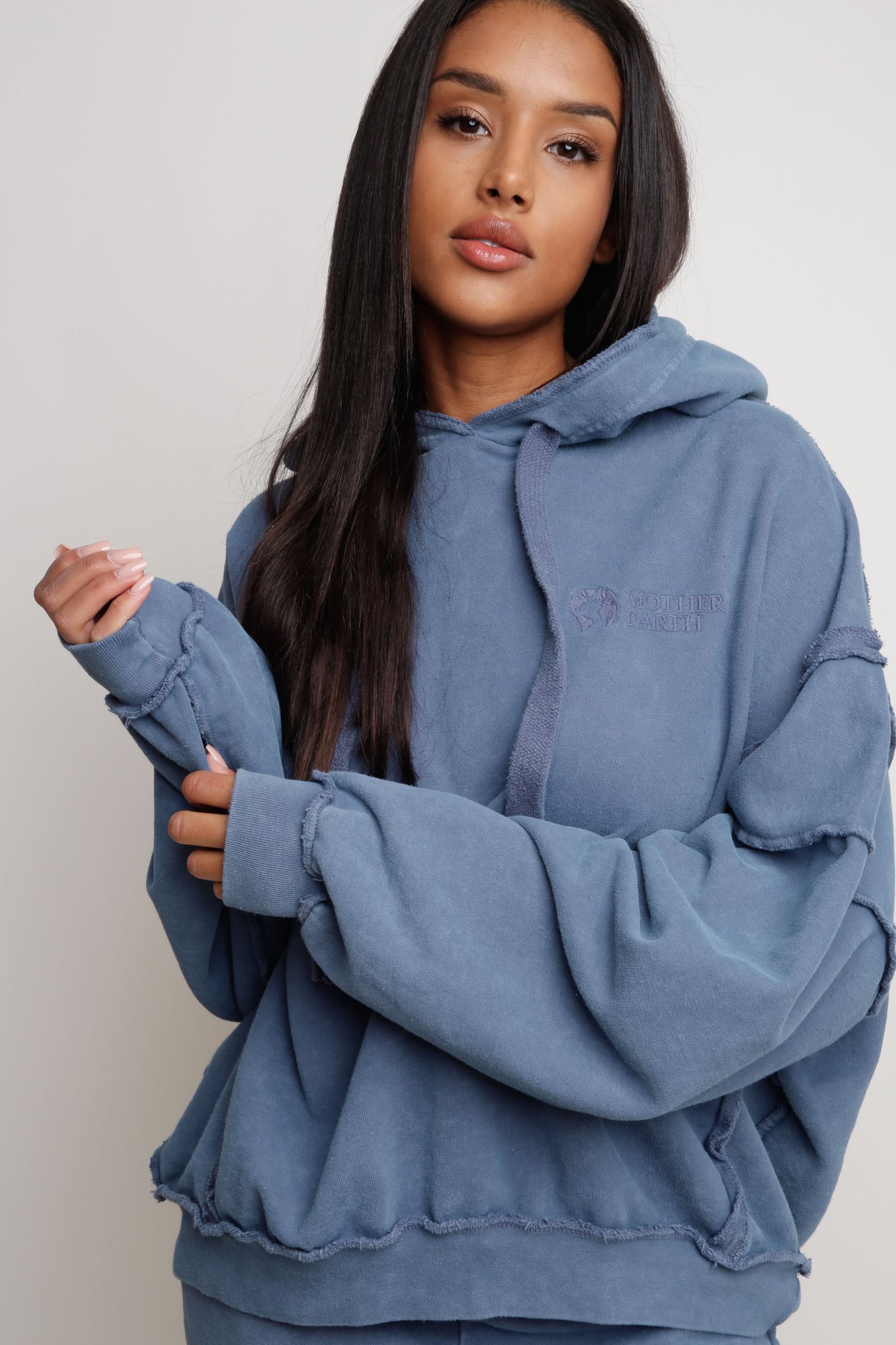 OVERSIZE BLUE HOODED SWEATSHIRT - MAUPITI