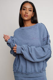 BLUE WASHED CREWNECK SWEATSHIRT - NUKU