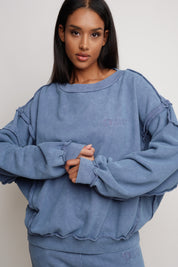 BLUE WASHED CREWNECK SWEATSHIRT - NUKU