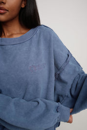 BLUE WASHED CREWNECK SWEATSHIRT - NUKU