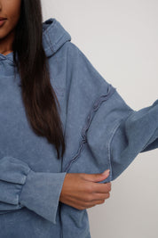 OVERSIZED SWEATSHIRT WITH WASHED EFFECT BLUE - HOLA