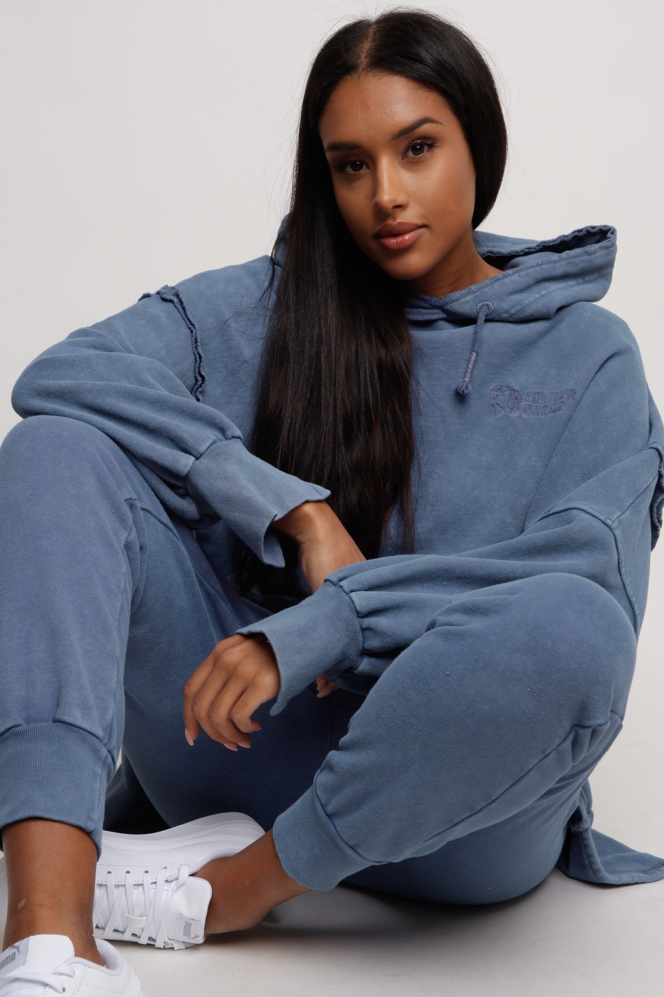 OVERSIZED SWEATSHIRT WITH WASHED EFFECT BLUE - HOLA