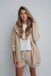 OVERSIZE HOODED SWEATSHIRT BEIGE - ESMERALDA