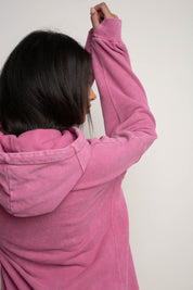 OVERSIZE HOODED SWEATSHIRT WITH WASHED EFFECT PINK - EGERIA