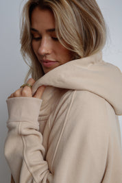 OVERSIZE HOODED SWEATSHIRT BEIGE - ESMERALDA