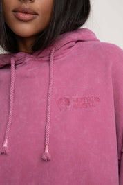 OVERSIZE HOODED SWEATSHIRT WITH WASHED EFFECT PINK - EGERIA