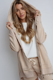 OVERSIZE HOODED SWEATSHIRT BEIGE - ESMERALDA