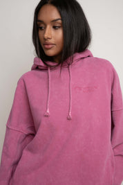 OVERSIZE HOODED SWEATSHIRT WITH WASHED EFFECT PINK - EGERIA