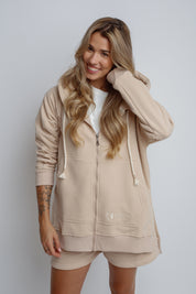 OVERSIZE HOODED SWEATSHIRT BEIGE - ESMERALDA