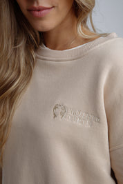 LONG SWEATSHIRT WITH SLOTS ON THE SIDES BEIGE - ISLANDIA