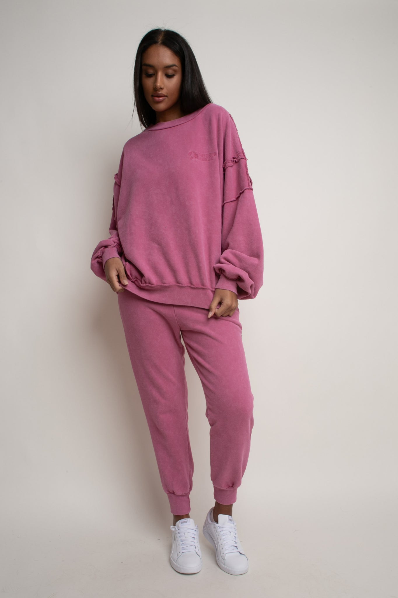 PINK WASHED EFFECT CREWNECK SWEATSHIRT - NUKU