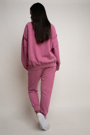 PINK WASHED EFFECT CREWNECK SWEATSHIRT - NUKU