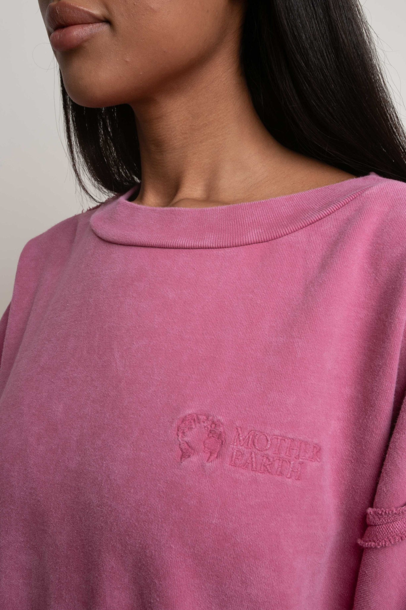 PINK WASHED EFFECT CREWNECK SWEATSHIRT - NUKU