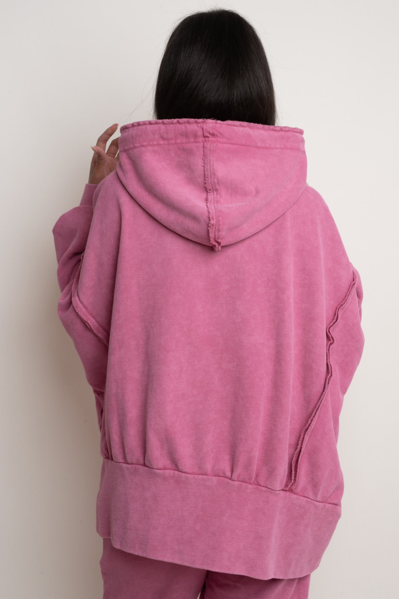 OVERSIZED SWEATSHIRT WITH WASHED EFFECT PINK - HOLA