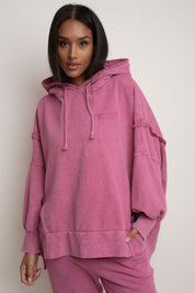 OVERSIZED SWEATSHIRT WITH WASHED EFFECT PINK - HOLA