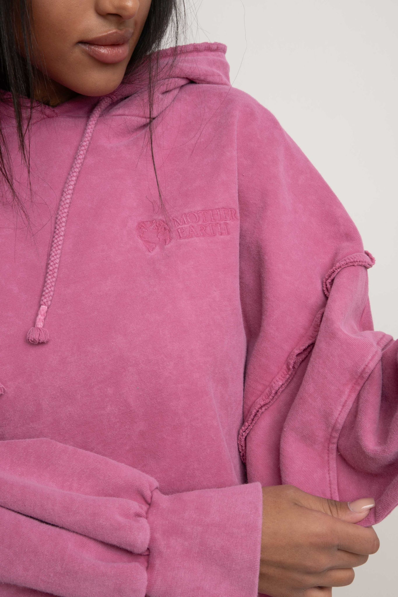 OVERSIZED SWEATSHIRT WITH WASHED EFFECT PINK - HOLA