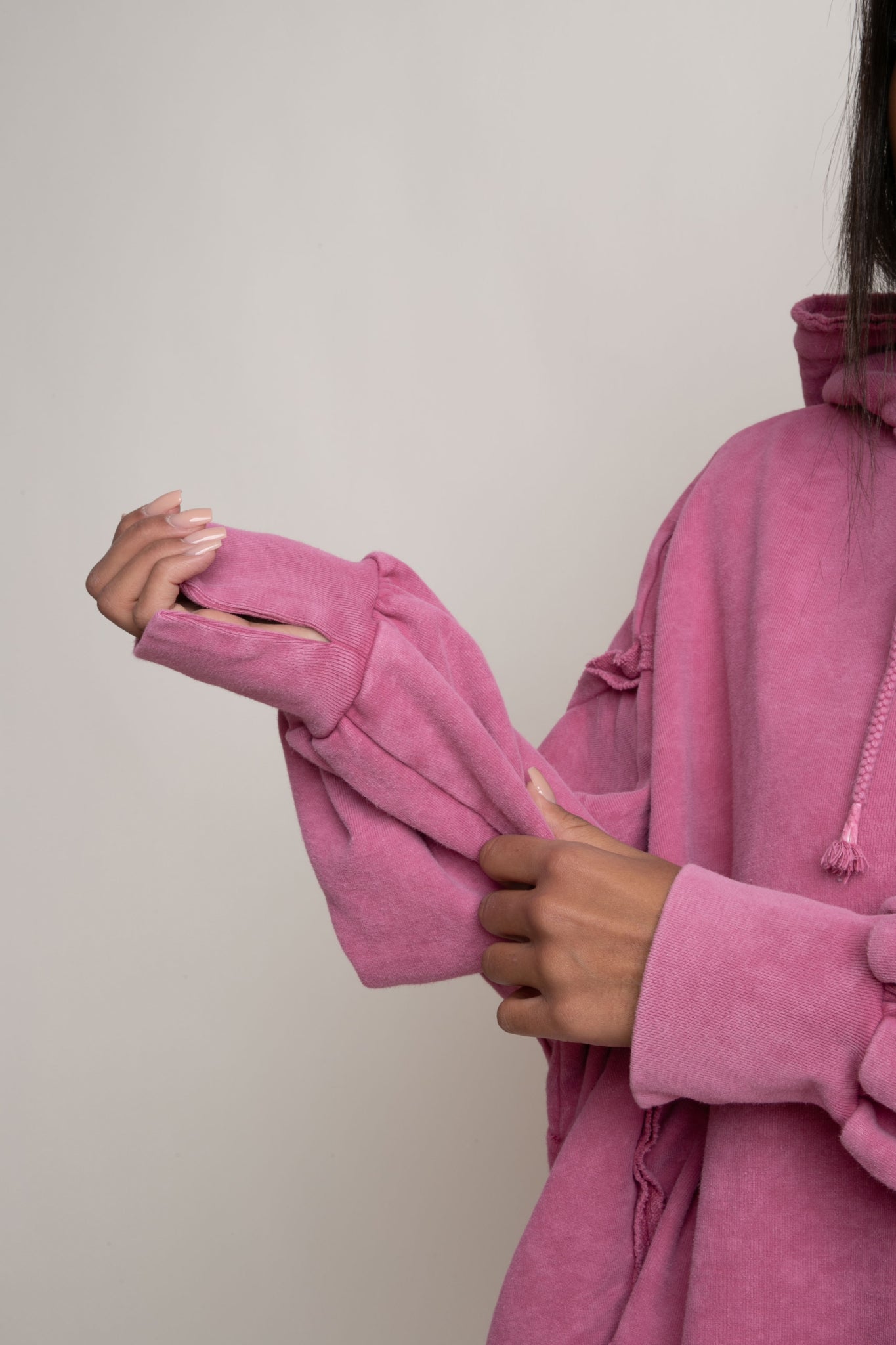 OVERSIZED SWEATSHIRT WITH WASHED EFFECT PINK - HOLA