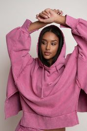 OVERSIZED SWEATSHIRT WITH WASHED EFFECT PINK - HOLA