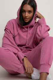 OVERSIZED SWEATSHIRT WITH WASHED EFFECT PINK - HOLA