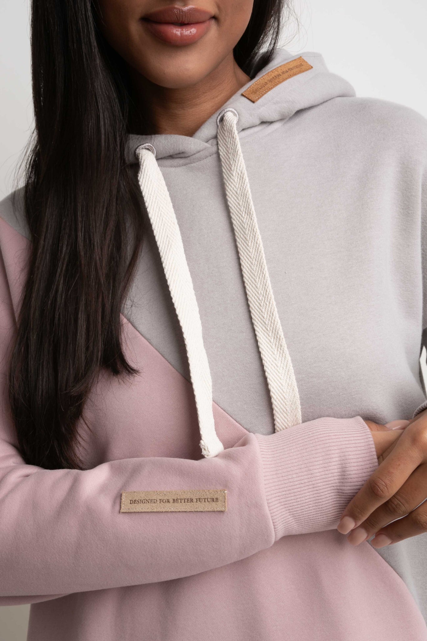 LONG OVERSIZE HOODED SWEATSHIRT LIGHT PINK - SALAMINA